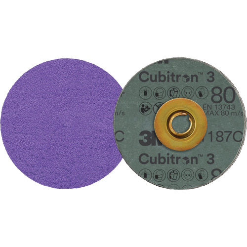 Disque en fibre Roloc Cubitron 3, 3" dia., Grain 80+, C&eacute;ramique Action Paper