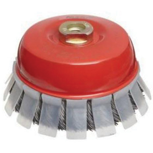 Brosse-boisseau &agrave; fils nou&eacute;s avec protecteur, 2-3/4" dia. x 5/8"-11 arbre Action Paper