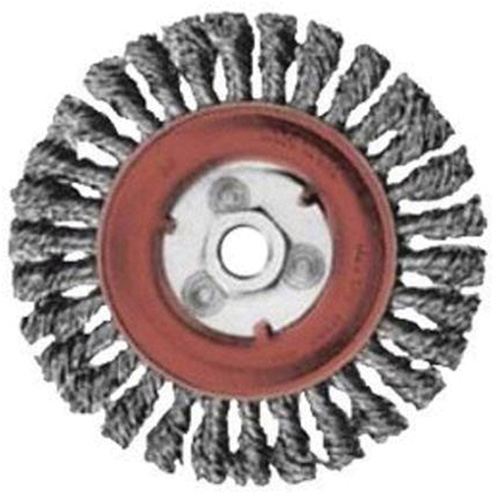 Full Cable Twist Wire Wheel, 5" Dia., 0.02" Fill, 5/8"-11 Arbor, Steel Action Paper
