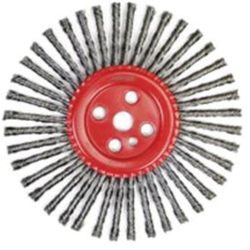 Brosse &agrave; fils nou&eacute;s pour cordons de soudure, Dia. 12", Fils 0,035", Arbre 1", Acier Action Paper