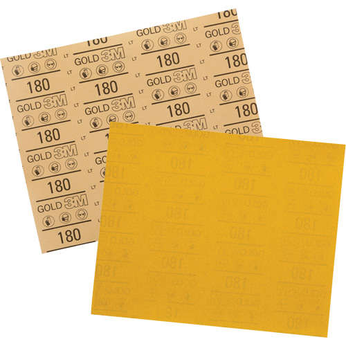Feuille abrasive dor&eacute;e 12545, 9" x 11", Grain 180, Oxyde d'aluminium Action Paper