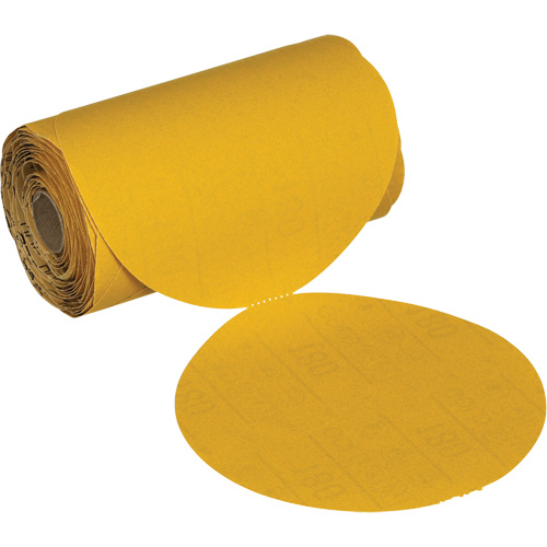 Stikit No Hole Gold Abrasive Disc Roll, 6" Dia., 220 Grit, Aluminum Oxide Action Paper
