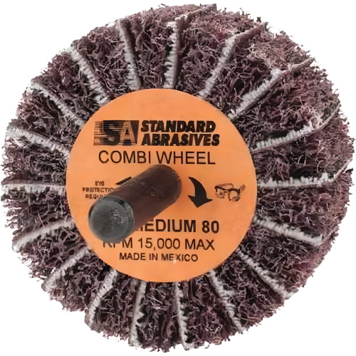 Roue Combi Buff and Blend 898001 Standard Abrasives, 2" dia. x 1" la, Arbre 1/4", Oxyde d'aluminium Action Paper