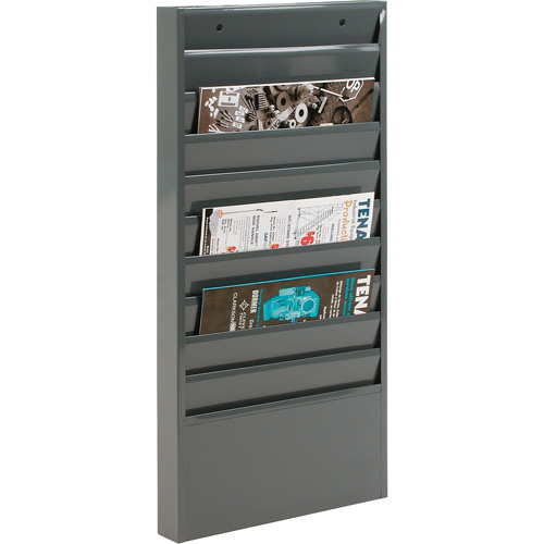 Literature Storage Racks, Stationary, 10 Slots, Steel, 13-1/8" W x 2" D x 26-1/4" H Action Paper