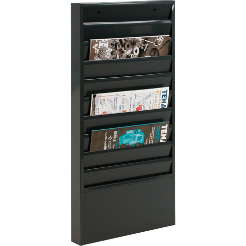 Literature Storage Racks, Stationary, 10 Slots, Steel, 13-1/8" W x 2" D x 26-1/4" H Action Paper