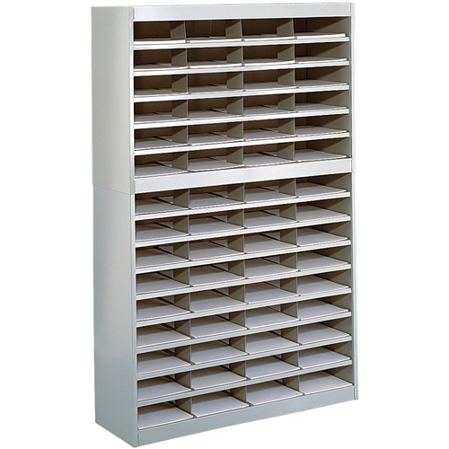 Heavy-duty Literature Organizers, Stationary, 60 Slots, Steel, 37-1/2" W x 12-3/4" D x 60" H Action Paper