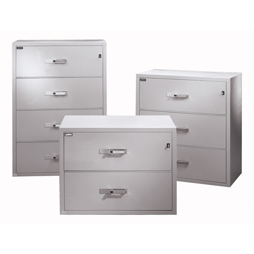 Fire Resistant Filing Cabinets, Steel, 4 Drawers, 38-3/4" W x 23-1/2" D x 55" H, Beige Action Paper