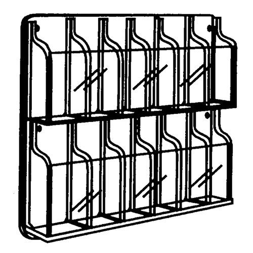 Literature Displays, Wall Mount, 9 Slots, Plastic, 30" W x 2" D x 36-7/8" H Action Paper