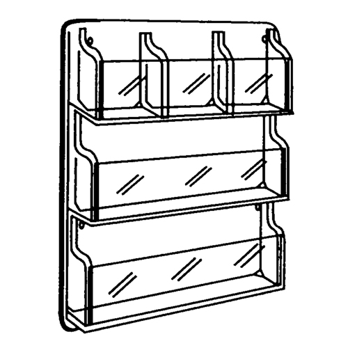 Literature Displays, Wall Mount, 9 Slots, Plastic, 30" W x 2" D x 36-7/8" H Action Paper