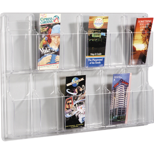 Literature Displays, Wall Mount, 12 Slots, Plastic, 30" W x 2" D x 20-3/8" H Action Paper
