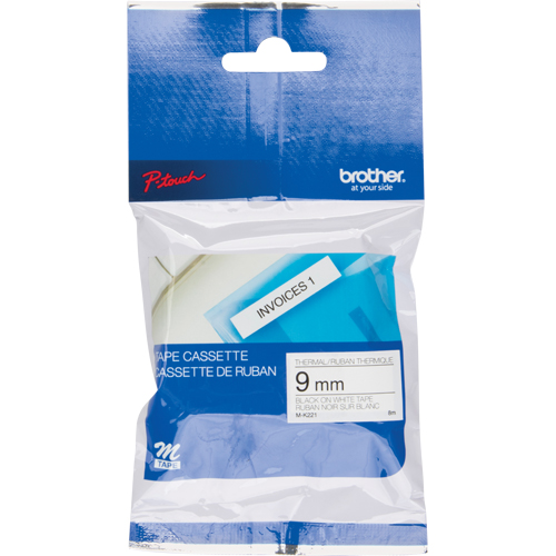 Label Tape, 9 mm x 26-1/4', Black on White Action Paper