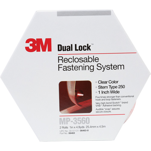 Attache refermable Dual Lock, Auto-appariement, 5 vg x 1", Adh&eacute;sif, Transparent Action Paper