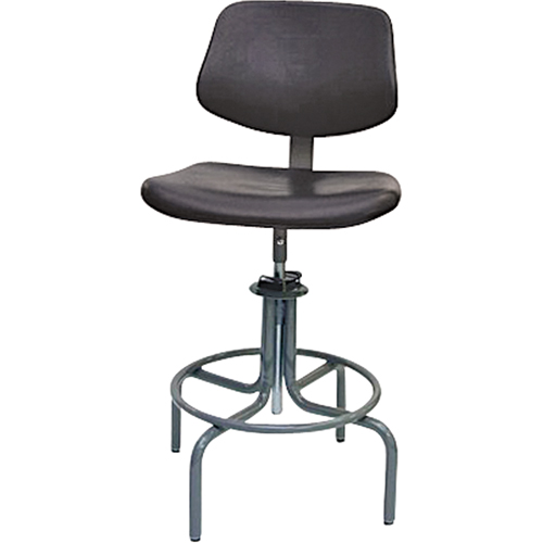 Tabouret rectangulaire avec dos de s&eacute;rie 600, Mobile, Ajustable, 25" - 31", Polyur&eacute;thane Si&egrave;ge, Noir Action Paper