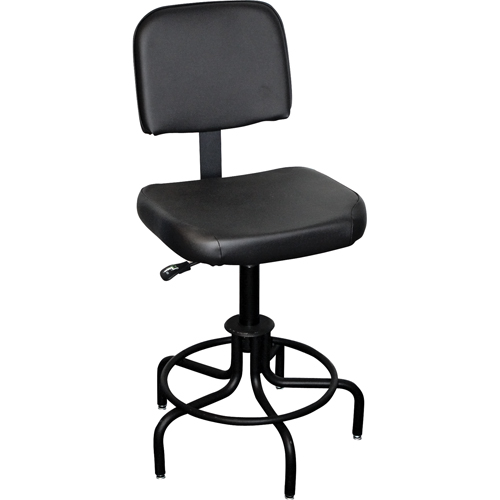 6000 Series Stool with Back, Stationary, Adjustable, 26" - 31", Vinyl Seat, Black Action Paper