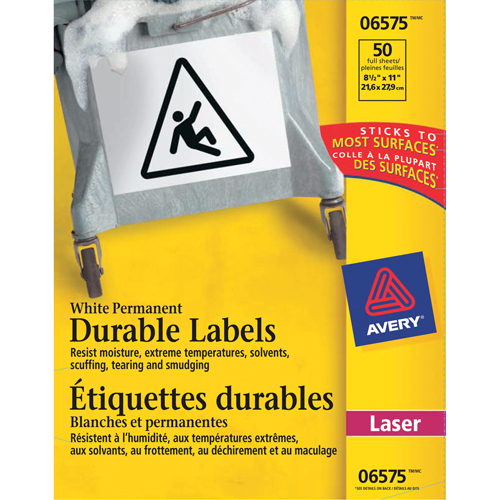 TrueBlock Labels, Polyester, 11" L x 8.5" H, White Action Paper