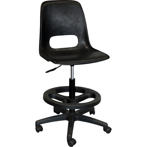 800 Series Classroom Stool with Back, Mobile, Adjustable, 21" - 28", Polypropylene Seat, Grey Action Paper