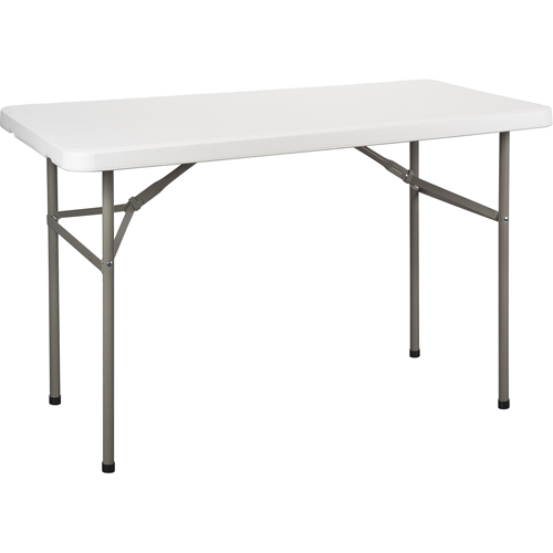 Folding Table, Rectangular, 48" L x 24" W, Polyethylene, White Action Paper
