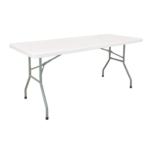 Folding Table, Rectangular, 72" L x 30" W, Polyethylene, White Action Paper