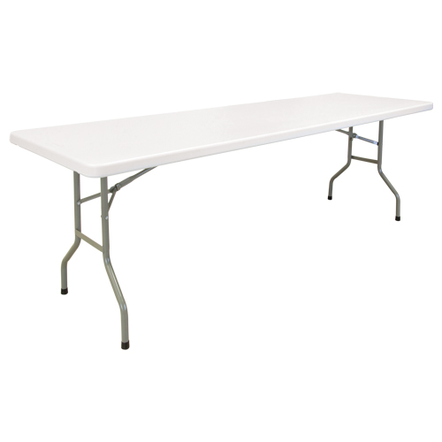 Folding Table, Rectangular, 96" L x 30" W, Polyethylene, White Action Paper
