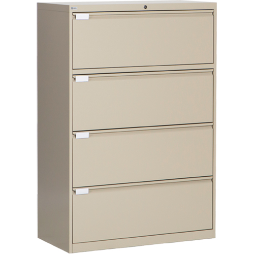 Lateral Filing Cabinet, Steel, 4 Drawers, 36" W x 18" D x 53-3/8" H, Beige Action Paper
