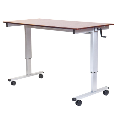 Postes de travail ajustables pour travail assis et debout , , 48-1/2" h x 48" la x 32-1/2" p, Noyer Action Paper