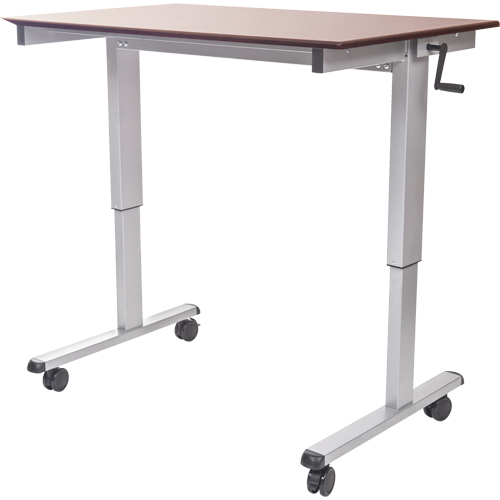 Postes de travail ajustables pour travail assis et debout , , 48-1/2" h x 59" la x 29-1/2" p, Noyer Action Paper