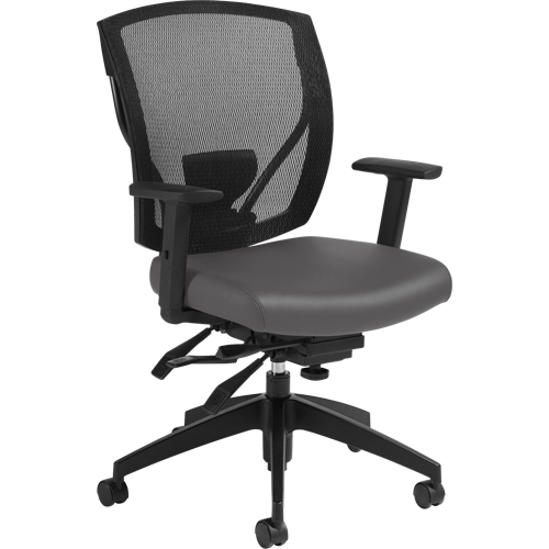 Multi-Tilter Arm Chairs, Vinyl, Charcoal, 300 lbs. Capacity Action Paper