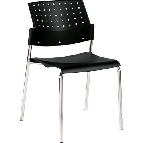 Armless Stacking Chair, Plastic, 33" High, 300 lbs. Capacity, Black Action Paper
