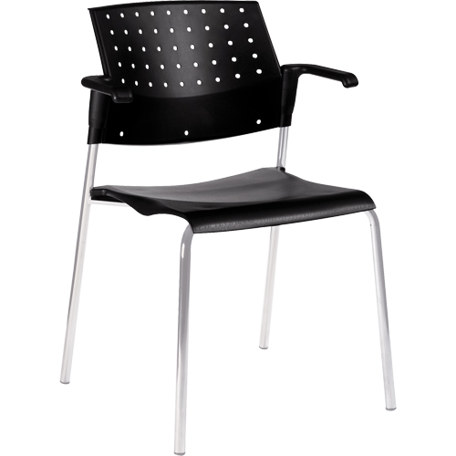 Chaises empilables, Plastique, Hauteur 33", Capacit&eacute; 300 lb, Noir Action Paper