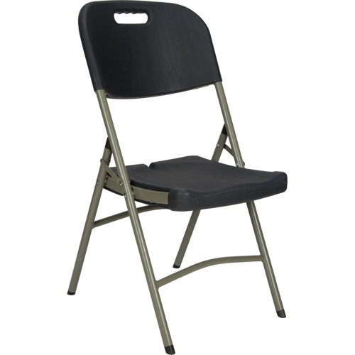 Chaise pliante, Poly&eacute;thyl&egrave;ne, Noir, Capacit&eacute; 350 lb Action Paper