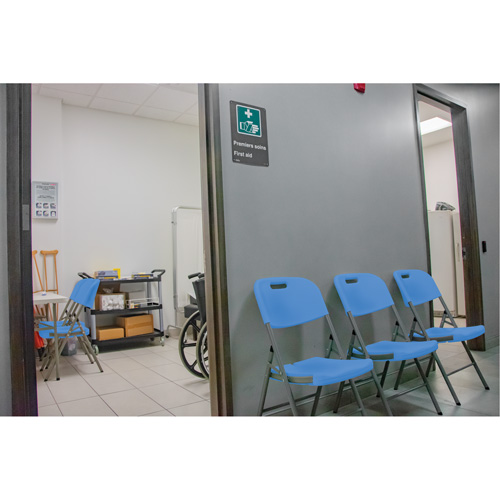 Folding Chair, Polyethylene, Blue, 350 lbs. Weight Capacity Action Paper