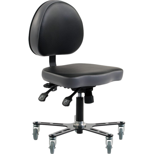 Chaise ergonomique &agrave; inclinaison r&eacute;glable SF180, Mobile, Ajustable, Vinyle Si&egrave;ge, Noir/gris Action Paper