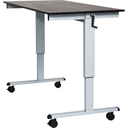 Bureau ajustable pour travail assis et debout, , 48-1/2" h x 59" la x 29-1/2" p, Noir Action Paper