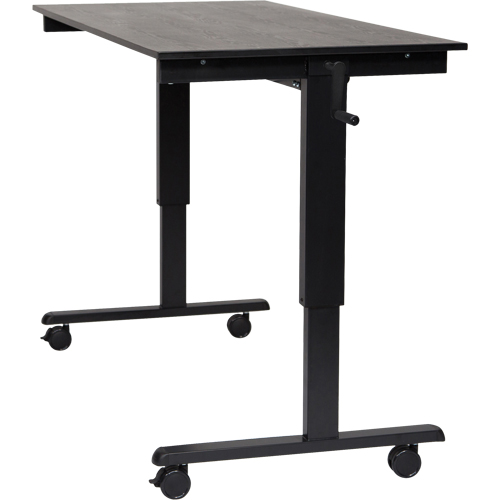 Adjustable Stand-Up Desk, Stand-Alone Desk, 48-1/2" H x 59" W x 29-1/2" D, Black Action Paper