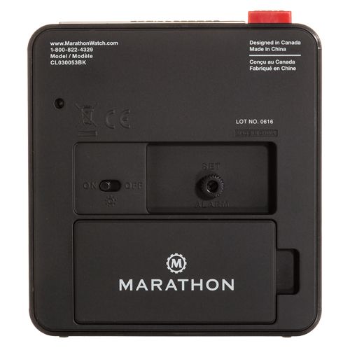 Desk Alarm Clock, Analog, Battery Operated, 3.5" W x 1.5" D x 3.75" H, Black Action Paper