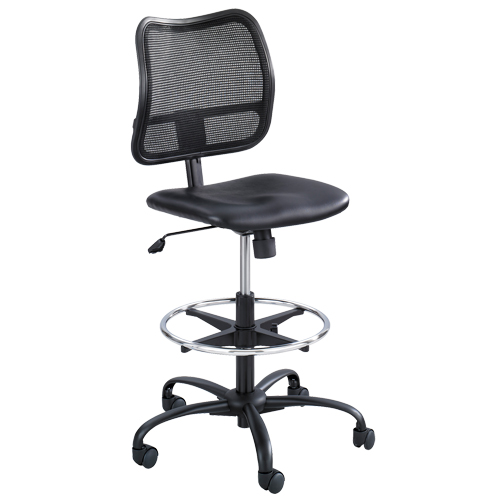 Vue Ergonomic Stool, Vinyl, Black, 250 lbs. Capacity Action Paper