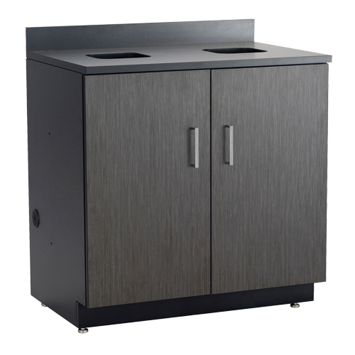 Modular Base Cabinet, Melamine, 39" H x 36" W x 25" D, Asian Night/Black Action Paper
