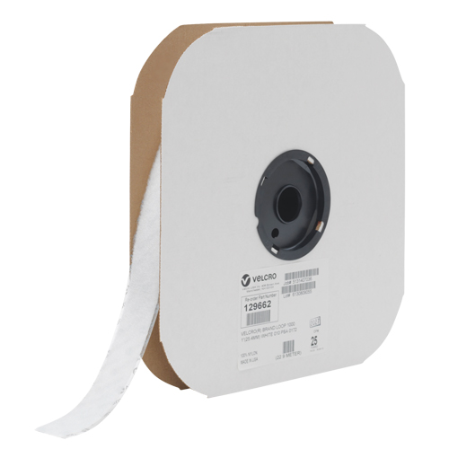 Ruban d'attaches, Boucle, 25 vg x 3/4", Cousu, Blanc Action Paper