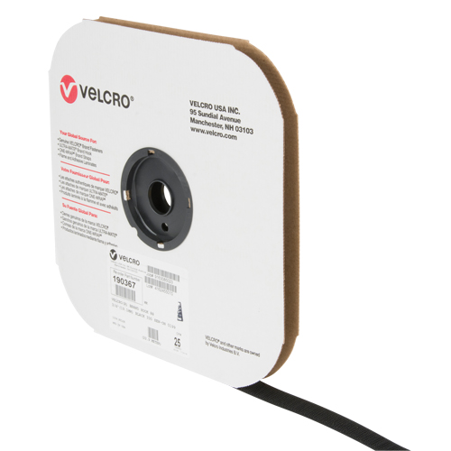 Fastener Tape, Hook, 25 yds x 3/4", Sew-On, Black Action Paper