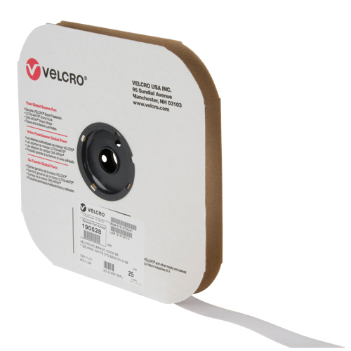 Fastener Tape, Hook, 25 yds x 1", Sew-On, White Action Paper