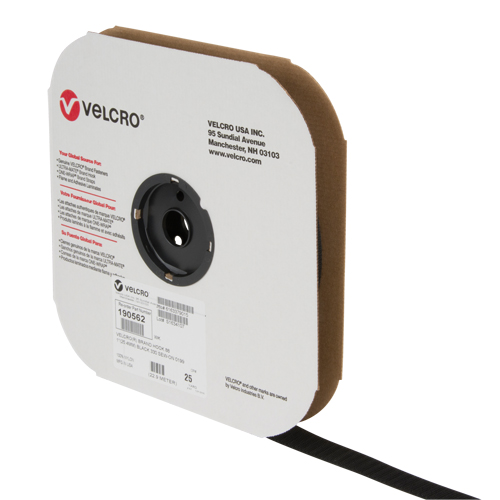 Ruban d'attaches, Crochet, 25 vg x 1", Cousu, Noir Action Paper