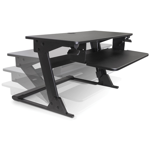 Goya Sit-Stand Workstation, Desktop Unit, 21" H x 35-2/5" W x 24" D, Black Action Paper