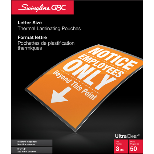 Pochettes lamin&eacute;es pour lettres Swingline UltraClear Action Paper