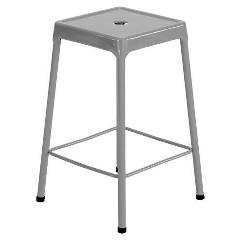 Counter Stool, Stationary, Fixed, 25", Steel Seat, Grey Action Paper