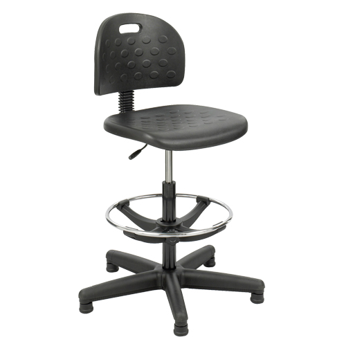 Soft Tough Stool, Stationary, Adjustable, 29" - 49", Polyurethane Seat, Black Action Paper