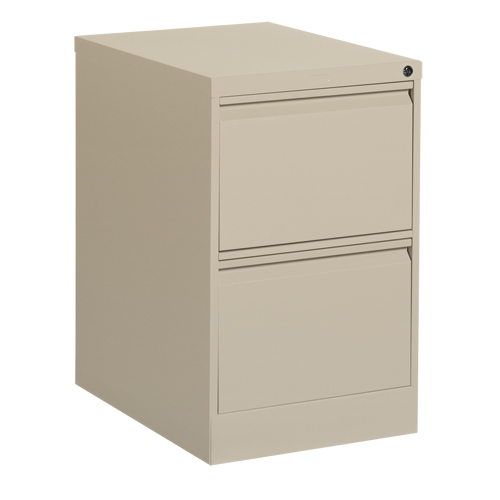 Vertical Filing Cabinet, Steel, 2 Drawers, 18-1/7" W x 25" D x 29" H, Beige Action Paper