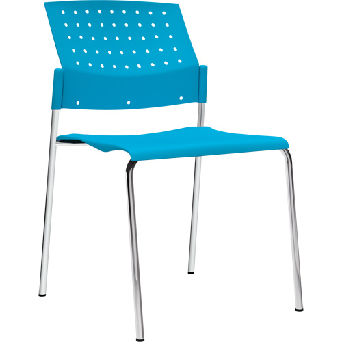 Chaises sans accoudoirs empilables, Plastique, Hauteur 33", Capacit&eacute; 300 lb, Bleu Action Paper