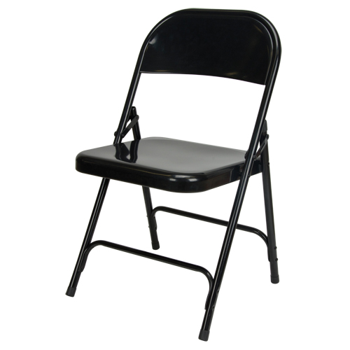 Folding Chair, Steel, Black, 300 lbs. Weight Capacity Action Paper