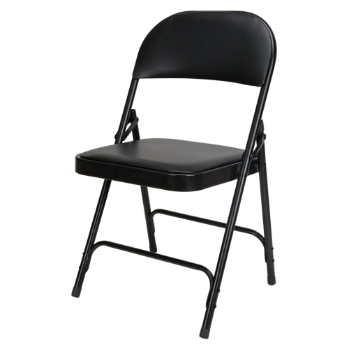 Vinyl Padded Folding Chair, Steel, Black, 300 lbs. Weight Capacity Action Paper