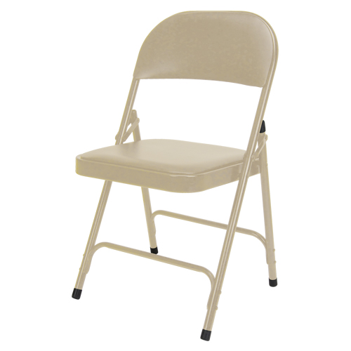 Chaise pliante rembourr&eacute;e en vinyle, Acier, Beige, Capacit&eacute; 300 lb Action Paper